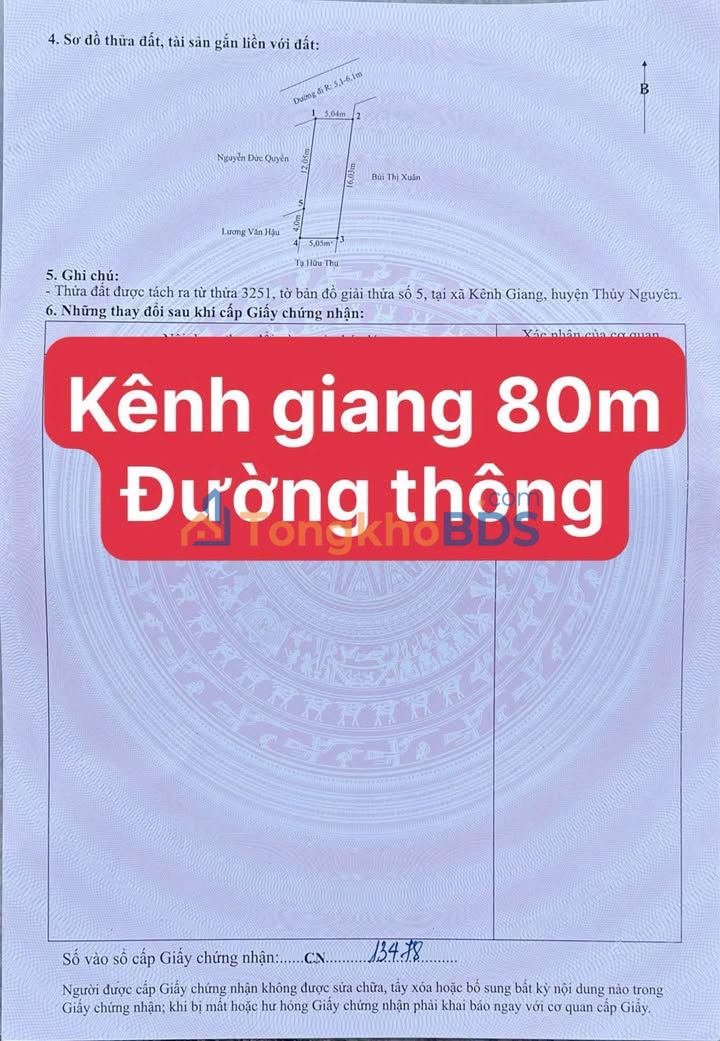 Đất nền Kênh Giang Đồng Hoà 80m² 1 tỷ - Vị trí đẹp