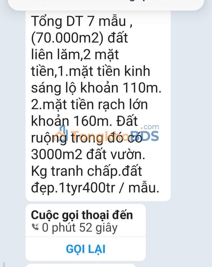 Đất vườn Thạnh Phước 7ha 9.8 tỷ - Đầu tư dài hạn