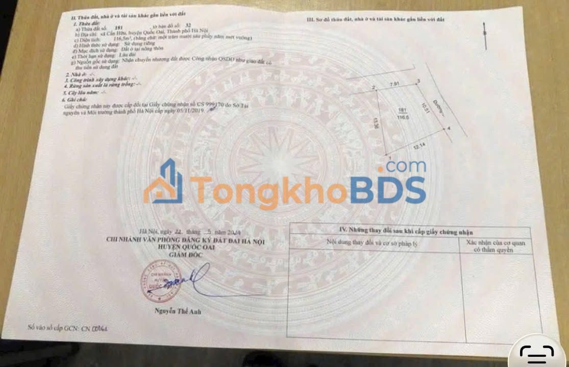 Đất nền xã Kiều Phú - Quốc Oai 117m² giá 351 triệu - Chính chủ bán