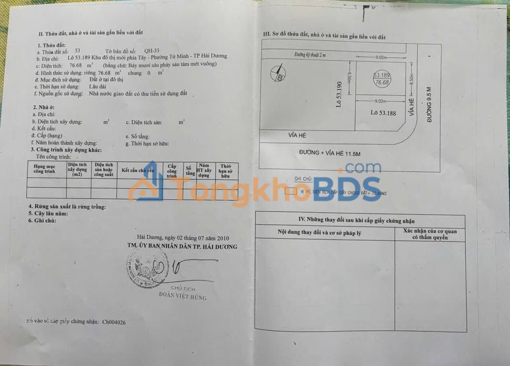 Đất nền Vạn Phúc Hải Dương 77m² giá 3.85 tỷ - Đường to ô tô