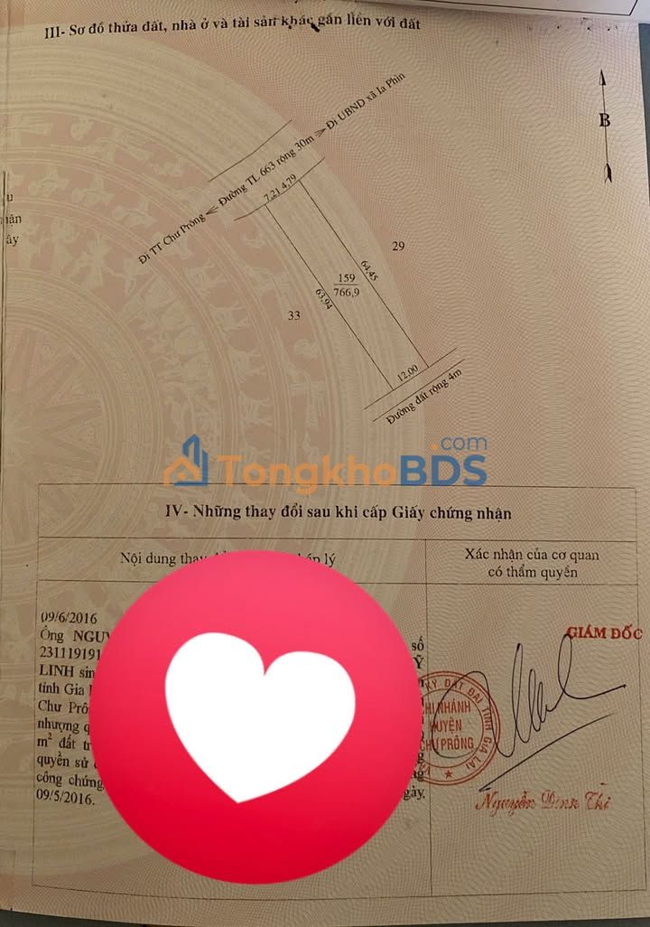 Đất nền TL663 ChưPRông 768m² 161.28 tỷ - Đường to ô tô