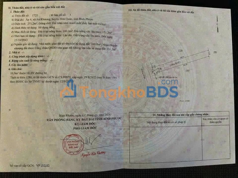 Đất nền Hớn Quản An Khương 251m² giá 325 triệu - Sổ hồng riêng sẵn sàng sang tên