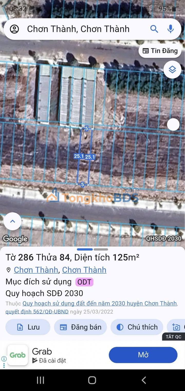 Đất tái định cư Becamex Chơn Thành 125m² 865 triệu - Sổ đỏ