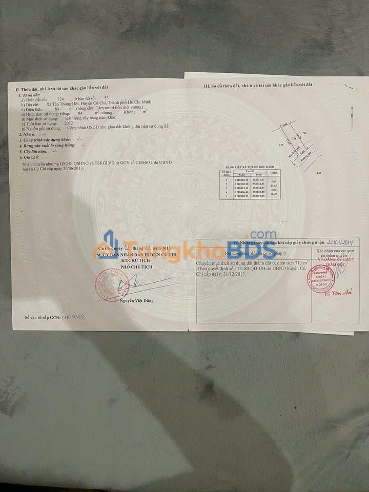 Đất nền Tân Thông Hội 85m² 1.999 tỷ - Sổ đỏ chính chủ