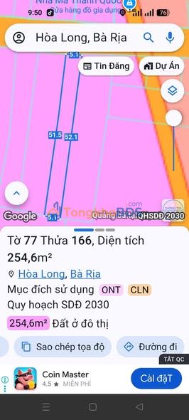 Đất nền Long Tâm Bà Rịa 257m² 2.85 tỷ - Đường to ô tô