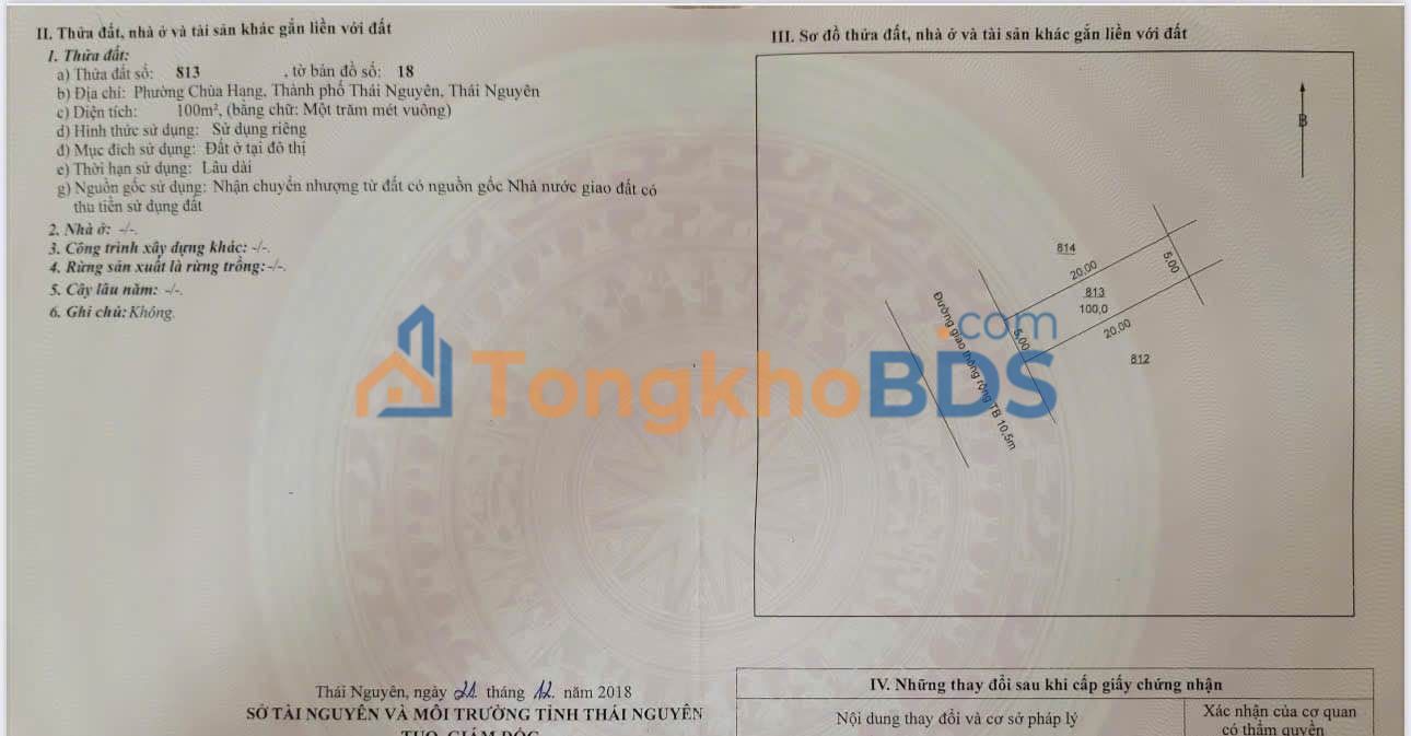 Đất nền Chùa Hang Thái Nguyên 100m² - Đường to ô tô