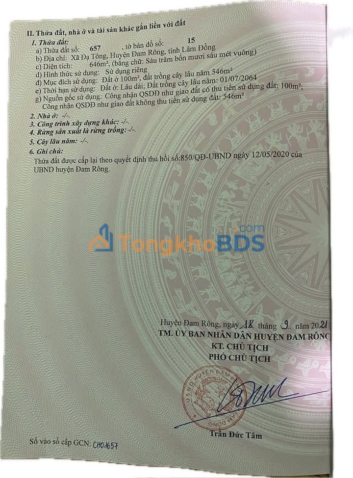 Đất nền Đạ Tông 630m² 75.6 tỷ - Sổ đỏ chính chủ