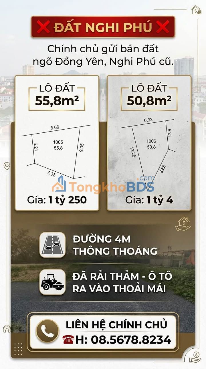 Đất Nghi Phú Vinh 56m² 1,25 tỷ - Sổ đỏ chính chủ