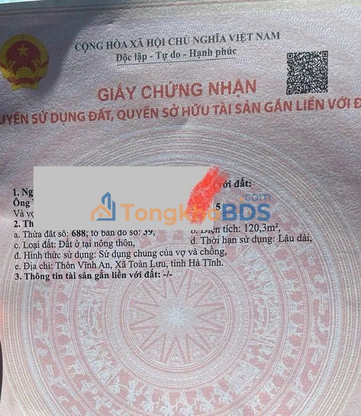 Đất nền Toàn Lưu Thạch Hà 120m² 1 tỷ - Tiềm năng tăng giá rõ rệt