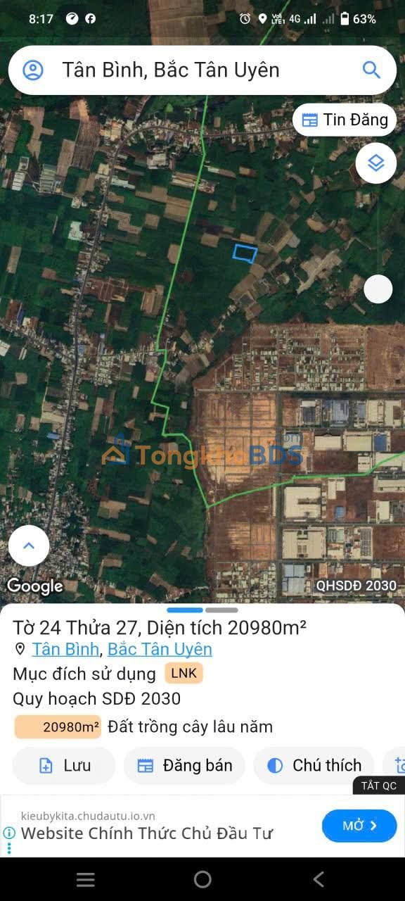 Đất cao su Tân Bình Bắc Tân Uyên 2ha 13 tỷ - Đầu tư