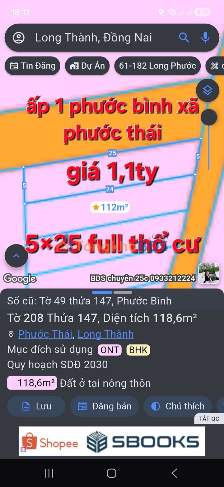 Đất nền Phước Bình Long Thành 125m² 1.1 tỷ - Đất thổ cư 100%