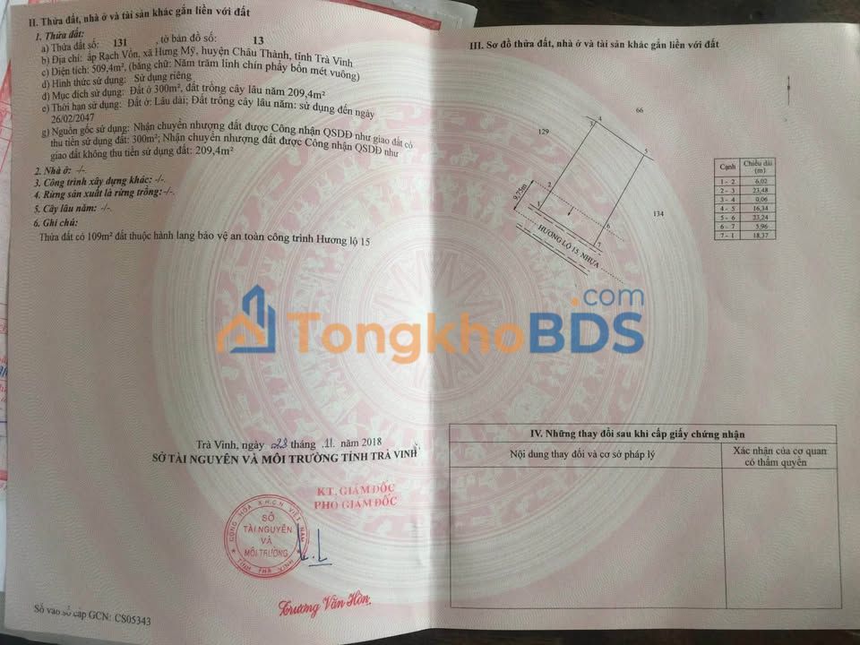 Đất nền Hưng Mỹ Trà Vinh 500m² 1.7 tỷ - Sổ đỏ chính chủ