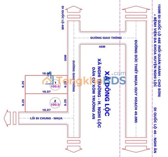 Đất Nghi Trung Nghi Lộc 100m² 1.3 tỷ - Đường to ô tô