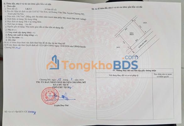 Đất Hoàng Văn Thụ Chương Mỹ 359m² - Sổ đỏ chính chủ