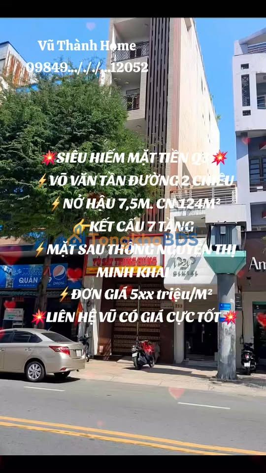 Nhà phố Võ Văn Tần Q3 124m² 62-74 tỷ - Mặt tiền kinh doanh