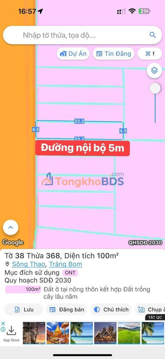 Đất Trảng Bom Đồng Nai - Góc 2 Mặt Tiền 100m² Full Thổ, Kinh Doanh Tốt