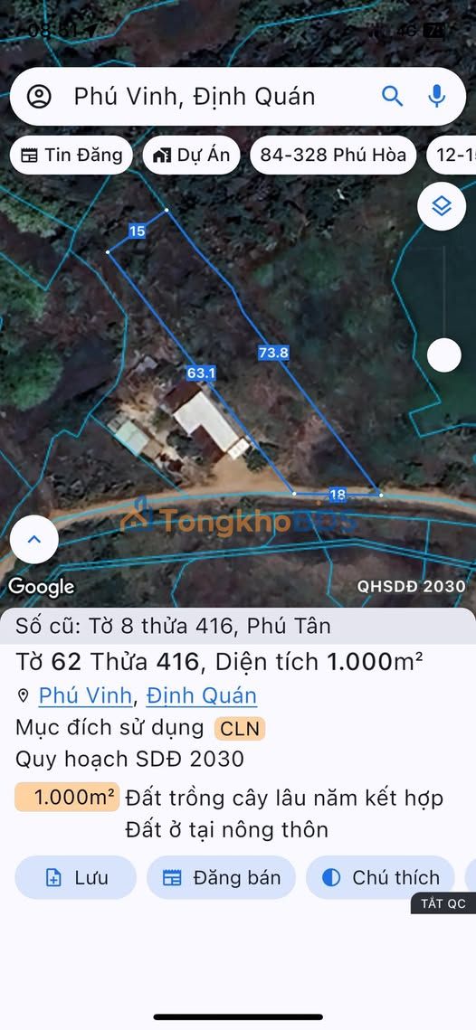 Đất vườn Phú Tân 1.000m² 450 triệu - Sổ đỏ chính chủ