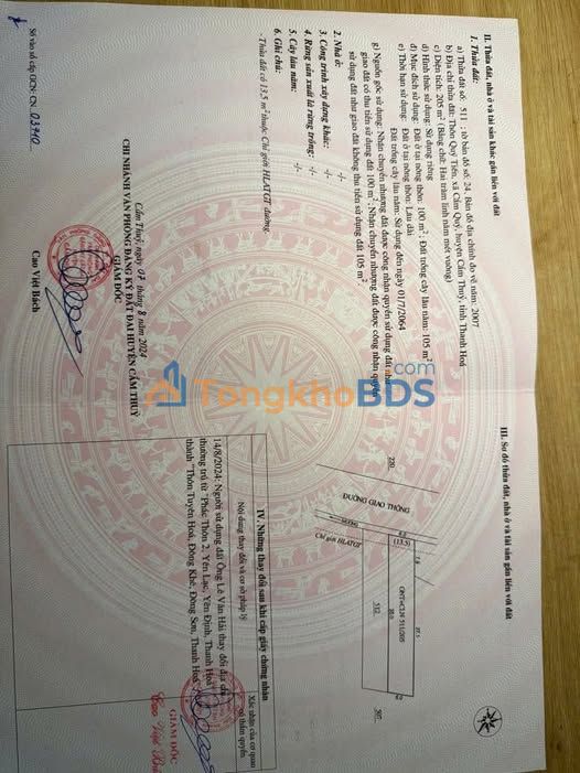 Đất nền Cẩm Quý Cẩm Thủy 205m² 2xx triệu - Đường to ô tô