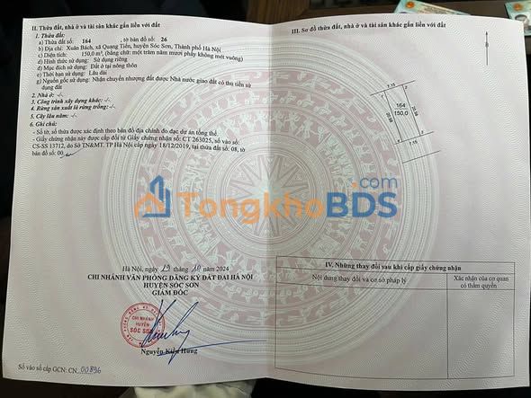 Đất Xuân Bách Sóc Sơn 150m² full thổ cư – Sổ đỏ chính chủ