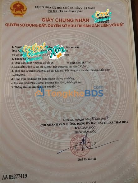 Đất Tây Hiếu Thái Hòa 280m² 125 triệu - Pháp lý rõ ràng