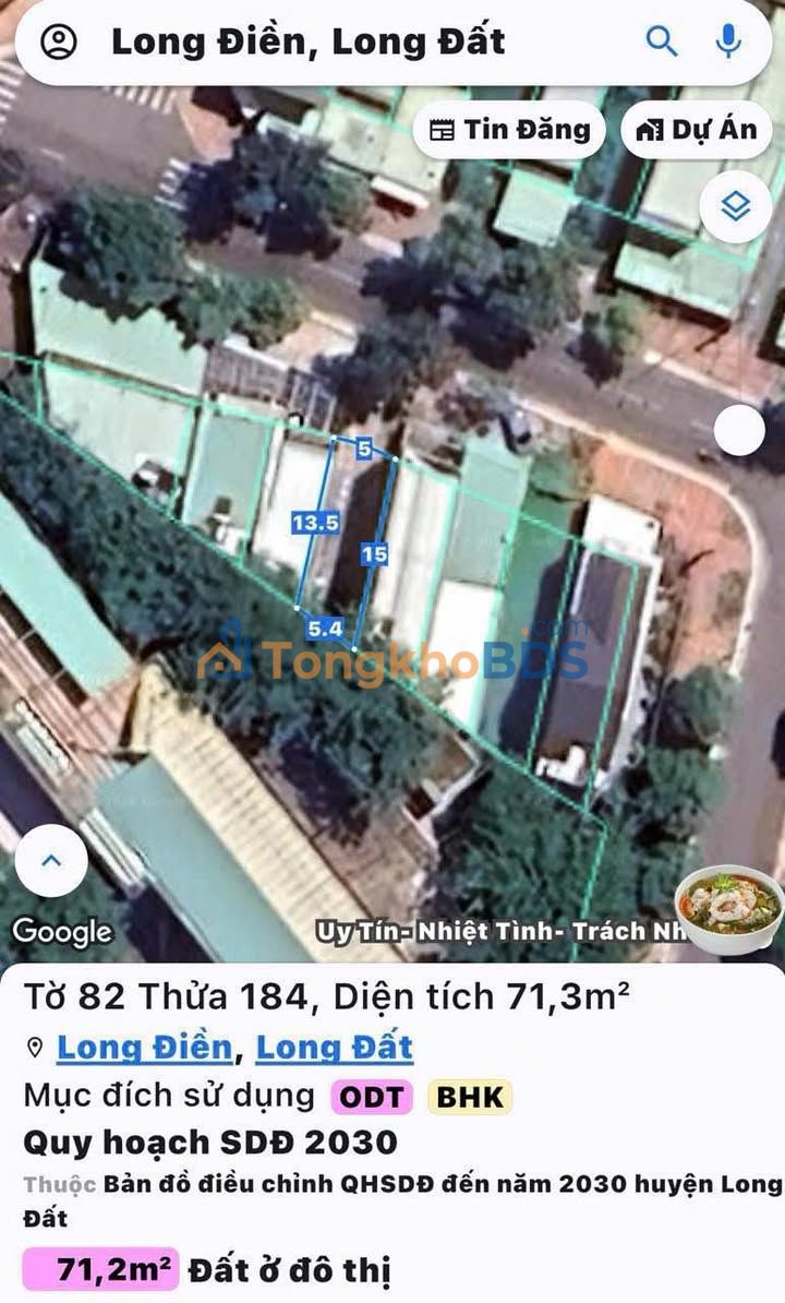 Đất nền Long Điền 71m² giá 1.8 tỷ - Sổ đỏ, xây tự do