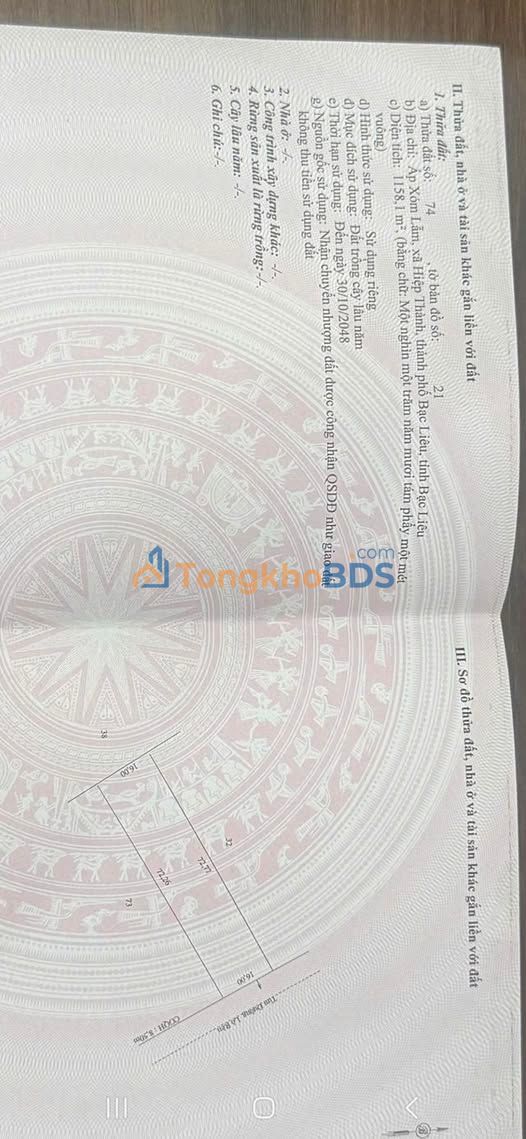 Đất nền Hiệp Thành Bạc Liêu 1.152m² 1.1 tỷ - Đường to ô tô