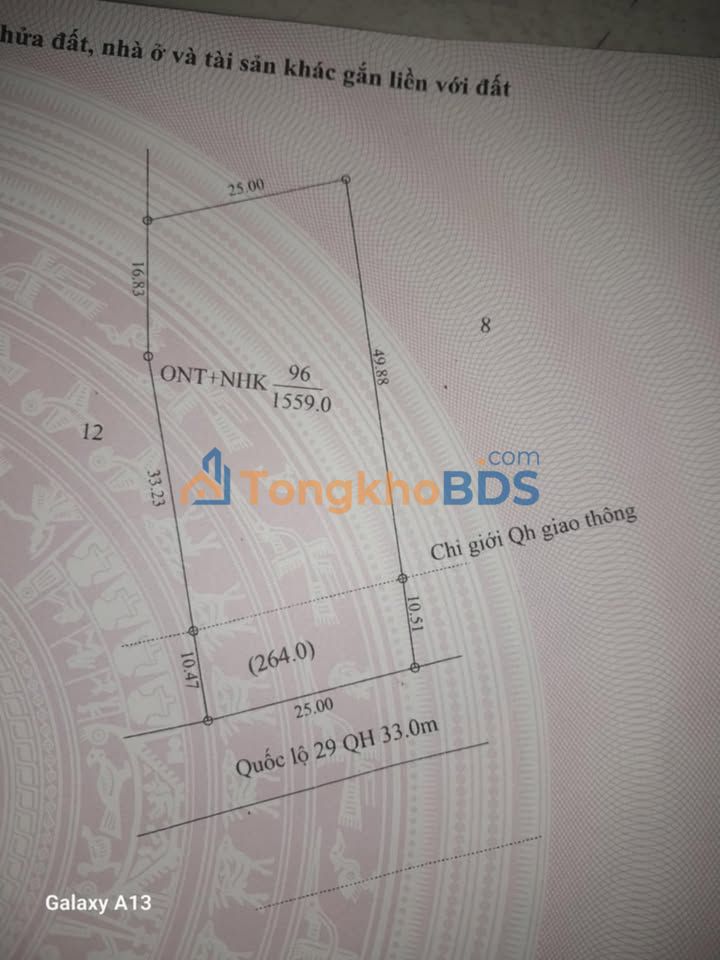 Đất nền Quốc lộ 29 Đông Hòa 1.250m² - Sổ đỏ chính chủ