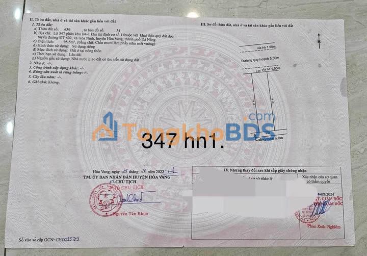 Đất Hòa Ninh 1 Liên Chiểu 96m² 1.83 tỷ - Sổ đỏ chính chủ