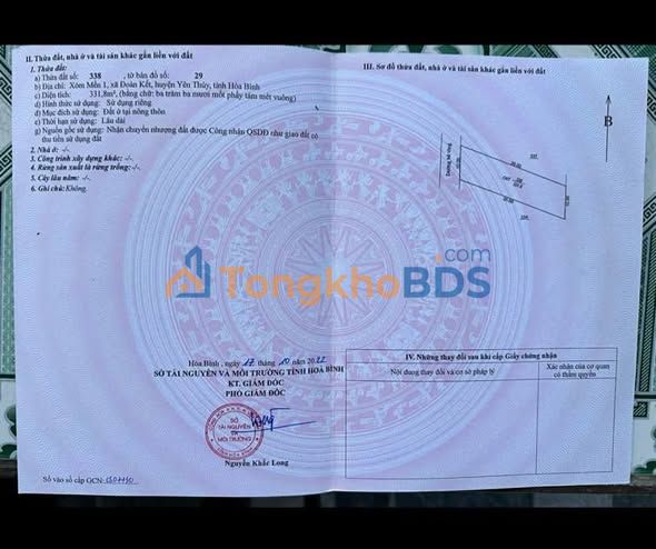 Đất nền Yên Trị Hòa Bình 330m² 6xx triệu - Sổ đỏ chính chủ