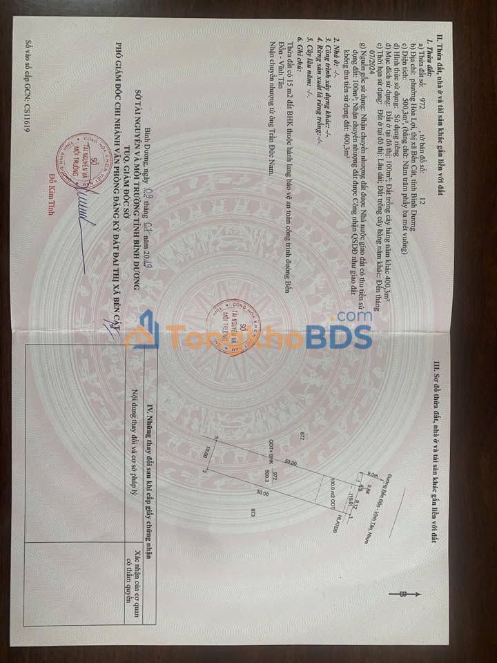 Đất nền Trần Đại Nghĩa Bến Cát 500m² 5.5 tỷ - Sổ đỏ chính chủ