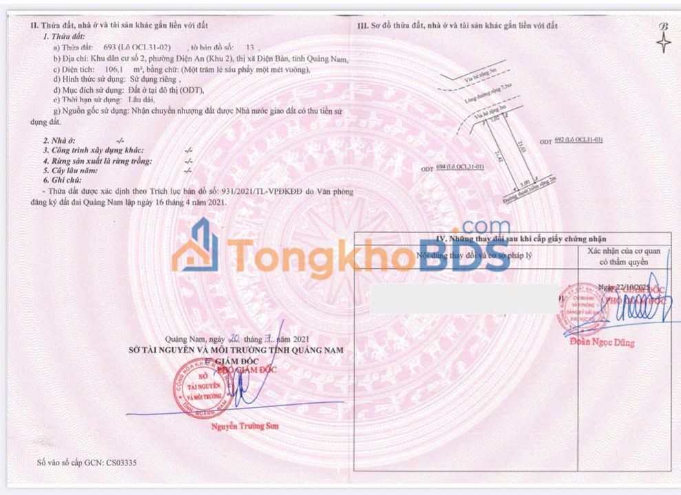 Đất Trần Văn Dũng Sơn Trà 106m² 2.2 tỷ - Sổ hồng sẵn