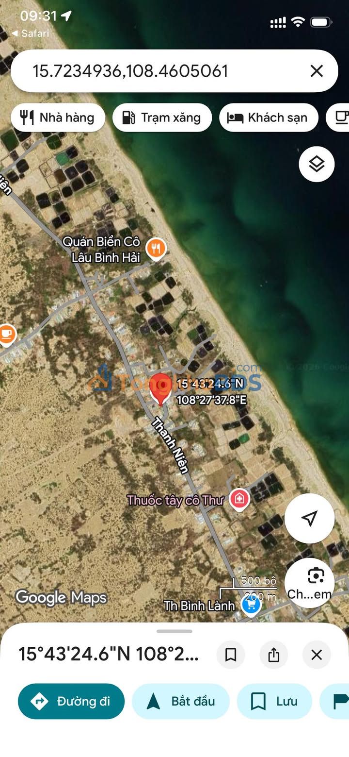 Đất Bình Hải Núi Thành 535m2 3,745 tỷ - Đường to ô tô