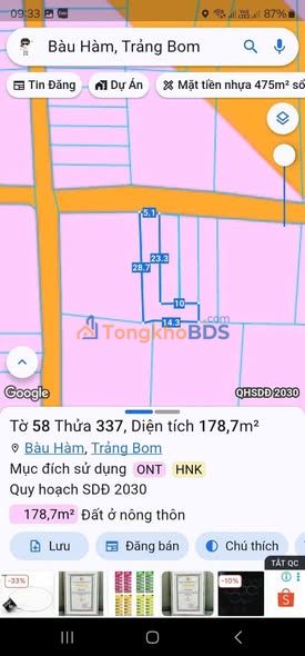 Đất nền Trảng Bom 178m² 600 triệu - Sổ hồng sẵn