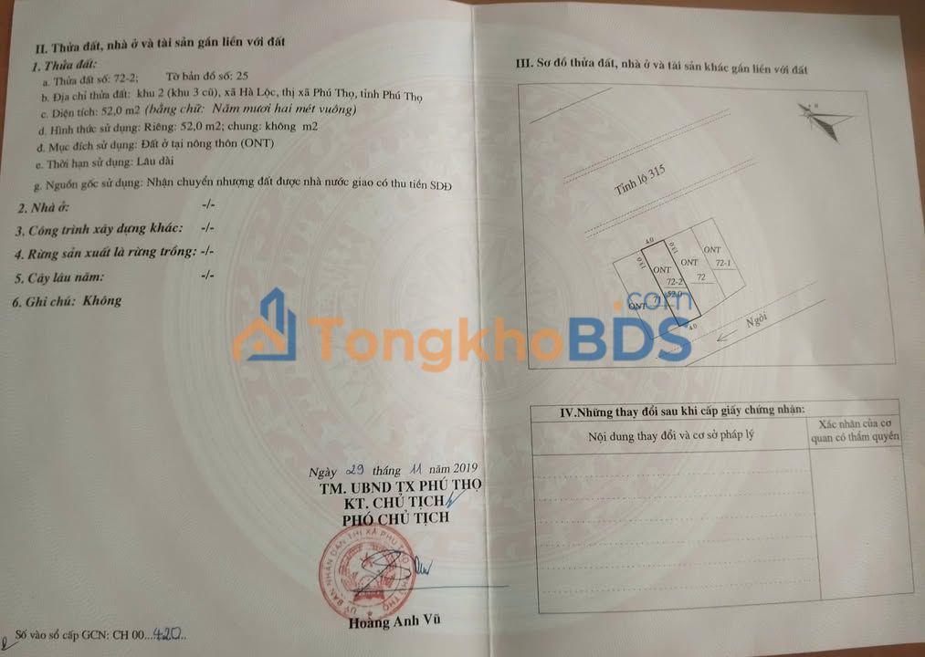 Đất nền KCN Phú Hà Mỹ Hòa 52m² 2 tỷ - Đường ô tô 36m