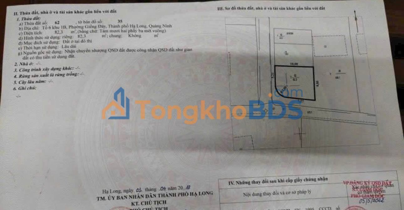 Đất Giếng Đáy Hạ Long 82m² giá 3 tỷ - Sổ đỏ chính chủ