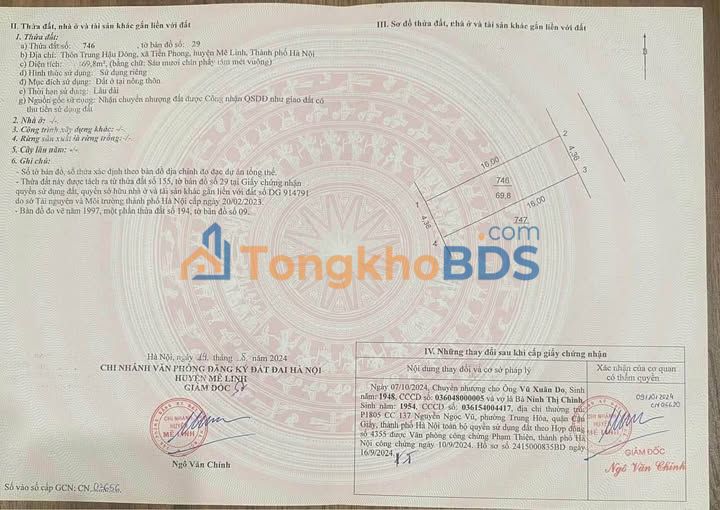 Đất Tiền Phong - Mê Linh 69m² thỏa thuận - Đường ô tô