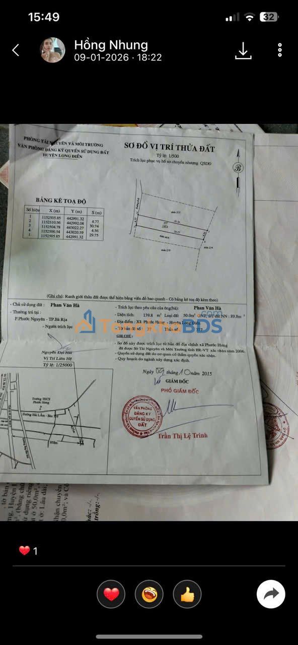 Đất Phước Hưng Bà Rịa 140m² 1,55 tỷ - Hạ tầng hoàn thiện