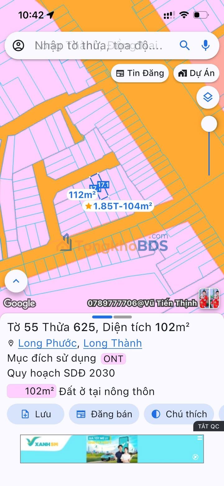 Đất Long Phước Long Thành 102m² 1 tỷ - Sổ đỏ chính chủ