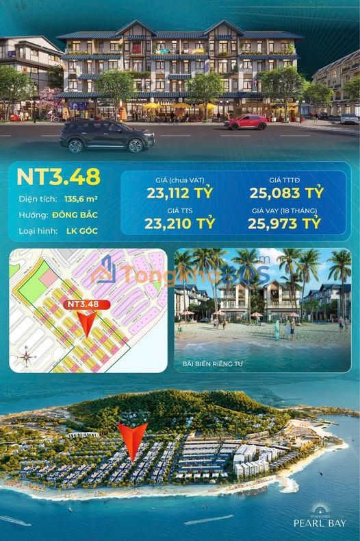 Townhouse Vinhomes Pearl Bay 136m² 23,21 tỷ - Vị trí đắc địa