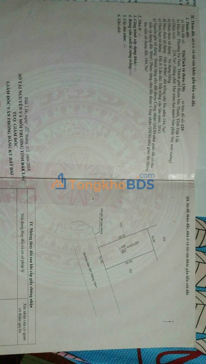 Đất nền Buôn Ma Thuột Y Wang 225m² 3.1 tỷ - Sổ đỏ chính chủ