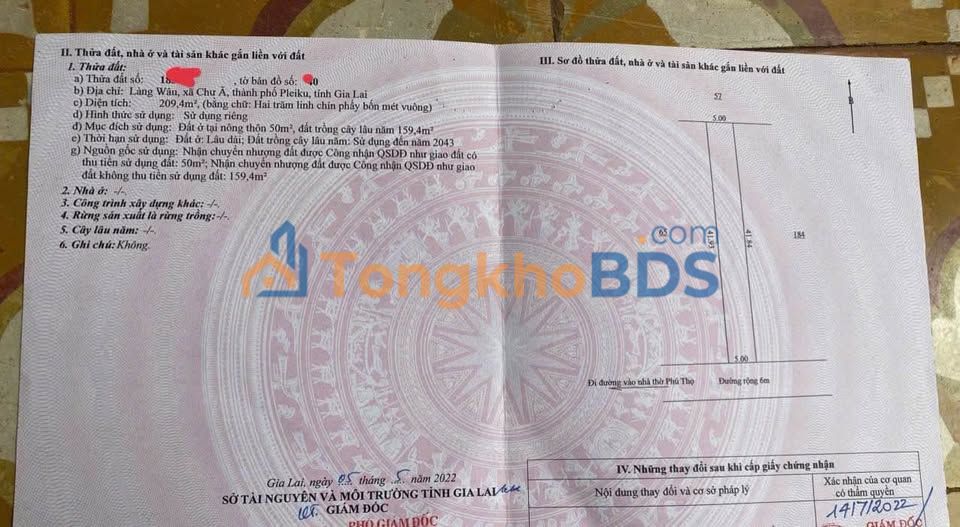 Bán Gấp Đất Làng Wau Pleiku 210m² - Sổ Đỏ Thổ Cư Giá Tốt