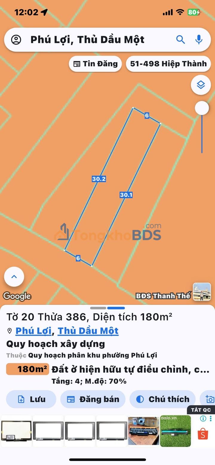 Đất nền Hẻm 183 Phú Lợi 180m² thỏa thuận - Sổ đỏ chính chủ