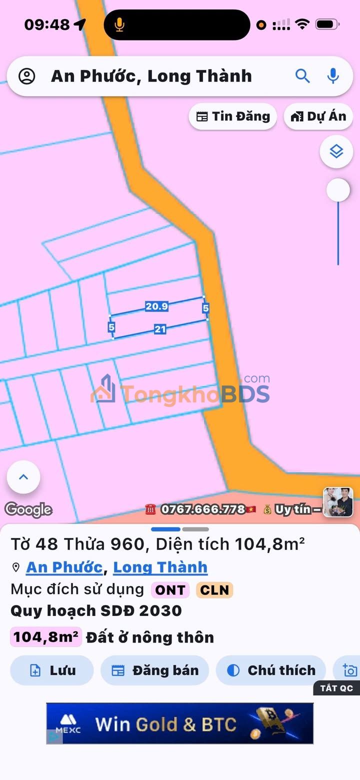 Đất An Phước Long Thành 105m² giá 1.5 tỷ - Sổ riêng thổ cư