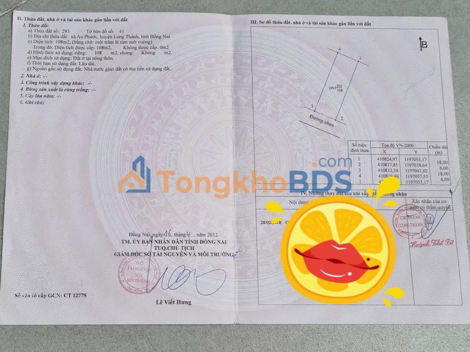 Đất nền Long Thành Đồng Nai 108m² giá 1.7 tỷ - Sổ đỏ chính chủ