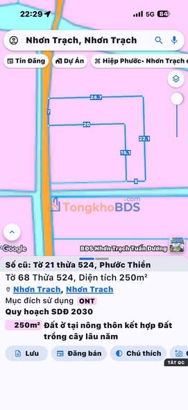 Đất nền Nhơn Trạch 550m² 9.35 tỷ - Sổ đỏ chính chủ