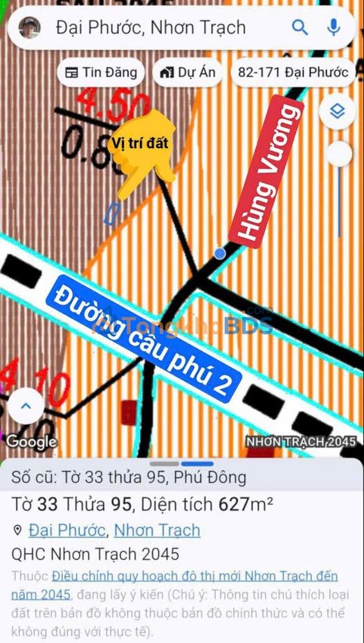 Đất nền Nhơn Trạch 627m² 1,881 tỷ - Sổ đỏ chính chủ