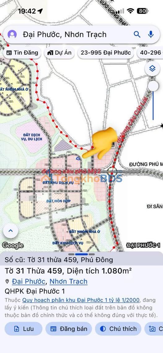 Đất nền Nhơn Trạch Cát Lái 1080m² - Đường to ô tô