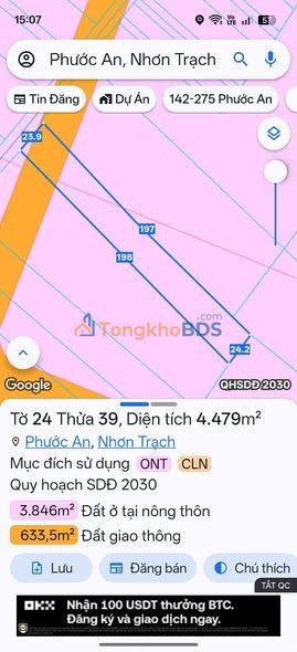Đất nhà vườn Phước An 4.479m² 11,2 tỷ - Đường to ô tô