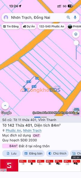 Đất nền Vĩnh Thanh Nhơn Trạch 84m² 1.35 tỷ - Sổ đỏ chính chủ