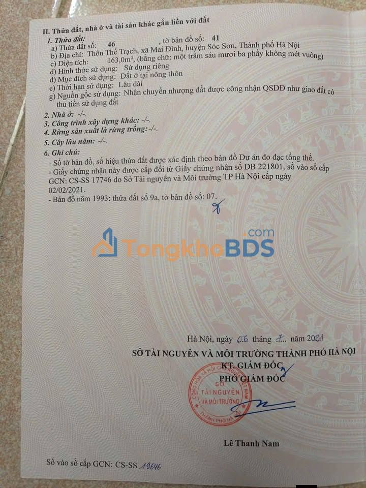 Đất nền Thế Trạch, Sóc Sơn 163m² giá hợp lý đầu tư - Sổ đỏ chính chủ